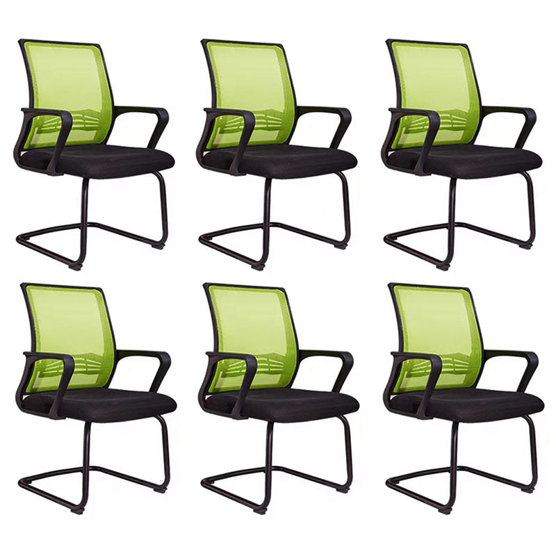 Modern Plastic Desk Chair Black and White Mesh Home Office Chair with Mid Back Black Green 6 Piece Set Sled Clearhalo 'furn' 'furn_office_chair' 'Furniture' 'Office Chairs' 'Office Furniture' 'office_chair' 5428692