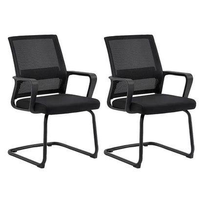 Modern Plastic Desk Chair Black and White Mesh Home Office Chair with Mid Back Black 2 Piece Set Sled Clearhalo 'furn' 'furn_office_chair' 'Furniture' 'Office Chairs' 'Office Furniture' 'office_chair' 5428694