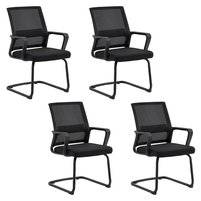 Modern Plastic Desk Chair Black and White Mesh Home Office Chair with Mid Back Black 4 Piece Set Sled Clearhalo 'furn' 'furn_office_chair' 'Furniture' 'Office Chairs' 'Office Furniture' 'office_chair' 5428695