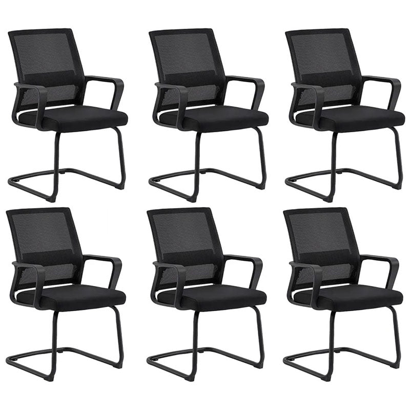 Modern Plastic Desk Chair Black and White Mesh Home Office Chair with Mid Back Black 6 Piece Set Sled Clearhalo 'furn' 'furn_office_chair' 'Furniture' 'Office Chairs' 'Office Furniture' 'office_chair' 5428697