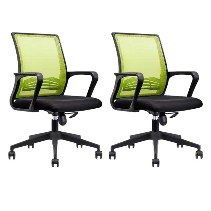 Modern Plastic Desk Chair Black and White Mesh Home Office Chair with Mid Back Black Green 2 Piece Set Star Base Clearhalo 'furn' 'furn_office_chair' 'Furniture' 'Office Chairs' 'Office Furniture' 'office_chair' 5428700