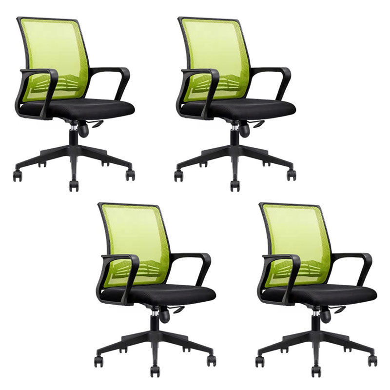 Modern Plastic Desk Chair Black and White Mesh Home Office Chair with Mid Back Black Green 4 Piece Set Star Base Clearhalo 'furn' 'furn_office_chair' 'Furniture' 'Office Chairs' 'Office Furniture' 'office_chair' 5428702