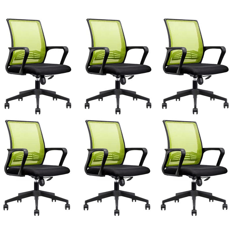 Modern Plastic Desk Chair Black and White Mesh Home Office Chair with Mid Back Black Green 6 Piece Set Star Base Clearhalo 'furn' 'furn_office_chair' 'Furniture' 'Office Chairs' 'Office Furniture' 'office_chair' 5428703