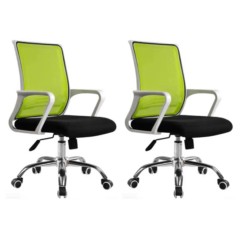 Modern Plastic Desk Chair Black and White Mesh Home Office Chair with Mid Back White-Green 2 Piece Set Star Base Clearhalo 'furn' 'furn_office_chair' 'Furniture' 'Office Chairs' 'Office Furniture' 'office_chair' 5428704
