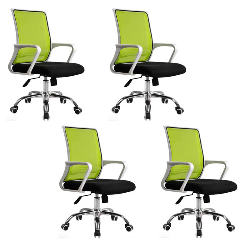 Modern Plastic Desk Chair Black and White Mesh Home Office Chair with Mid Back White-Green 4 Piece Set Star Base Clearhalo 'furn' 'furn_office_chair' 'Furniture' 'Office Chairs' 'Office Furniture' 'office_chair' 5428705