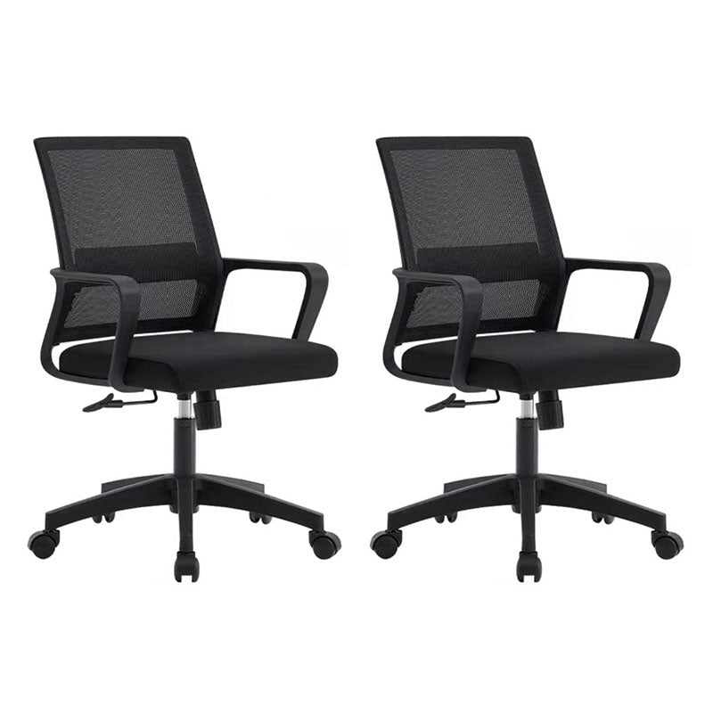 Modern Plastic Desk Chair Black and White Mesh Home Office Chair with Mid Back Black 2 Piece Set Star Base Clearhalo 'furn' 'furn_office_chair' 'Furniture' 'Office Chairs' 'Office Furniture' 'office_chair' 5428707