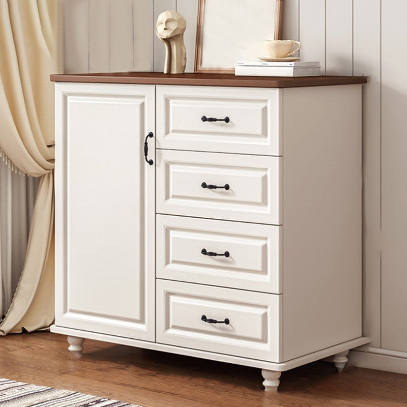 Modern Style Combo Dresser Bedroom Wooden Storage Chest Dresser with Drawers and Doors 31"L x 16"W x 35"H Walnut White 4 Clearhalo 'Bedroom Furniture' 'Dressers & Chests' 'dressers_chests' 'furn' 'furn_dressers_chests' 'Furniture' 5428751
