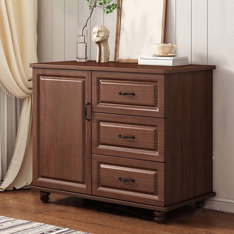 Modern Style Combo Dresser Bedroom Wooden Storage Chest Dresser with Drawers and Doors 31"L x 16"W x 29"H Nut-Brown 3 Clearhalo 'Bedroom Furniture' 'Dressers & Chests' 'dressers_chests' 'furn' 'furn_dressers_chests' 'Furniture' 5428756
