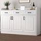 Modern Style Combo Dresser Bedroom Wooden Storage Chest Dresser with Drawers and Doors 47"L x 13"W x 35"H White 3 Clearhalo 'Bedroom Furniture' 'Dressers & Chests' 'dressers_chests' 'furn' 'furn_dressers_chests' 'Furniture' 5428766
