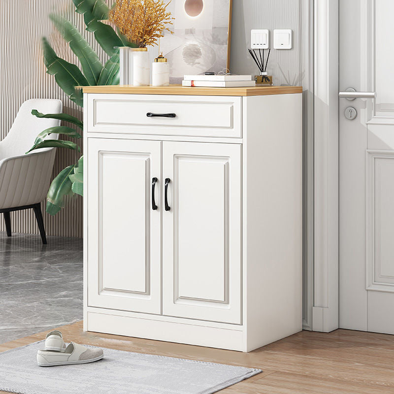 Modern Style Combo Dresser Bedroom Wooden Storage Chest Dresser with Drawers and Doors 23.5"L x 13"W x 35.5"H Natural Wood White 1 Clearhalo 'Bedroom Furniture' 'Dressers & Chests' 'dressers_chests' 'furn' 'furn_dressers_chests' 'Furniture' 5428767