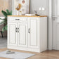 Modern Style Combo Dresser Bedroom Wooden Storage Chest Dresser with Drawers and Doors 35.5"L x 13"W x 35.5"H Natural Wood White 1 Clearhalo 'Bedroom Furniture' 'Dressers & Chests' 'dressers_chests' 'furn' 'furn_dressers_chests' 'Furniture' 5428768