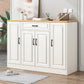 Modern Style Combo Dresser Bedroom Wooden Storage Chest Dresser with Drawers and Doors 47"L x 13"W x 35"H Natural Wood White 1 Clearhalo 'Bedroom Furniture' 'Dressers & Chests' 'dressers_chests' 'furn' 'furn_dressers_chests' 'Furniture' 5428769