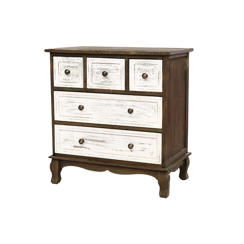 Traditional Style Storage Chest Bedroom Solid Wood Storage Chest Dresser with Drawers 23.5"L x 14"W x 25"H White-Brown Clearhalo 'Bedroom Furniture' 'Dressers & Chests' 'dressers_chests' 'furn' 'furn_dressers_chests' 'Furniture' 5428811