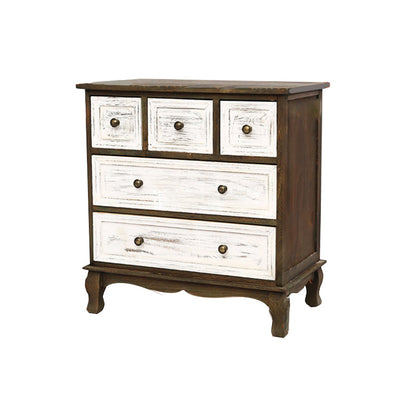 Traditional Style Storage Chest Bedroom Solid Wood Storage Chest Dresser with Drawers 23.5"L x 14"W x 25"H White-Brown Clearhalo 'Bedroom Furniture' 'Dressers & Chests' 'dressers_chests' 'furn' 'furn_dressers_chests' 'Furniture' 5428811