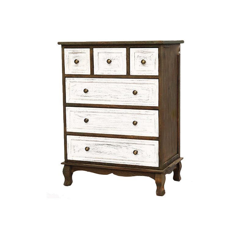 Traditional Style Storage Chest Bedroom Solid Wood Storage Chest Dresser with Drawers 24"L x 14"W x 31"H White-Brown Clearhalo 'Bedroom Furniture' 'Dressers & Chests' 'dressers_chests' 'furn' 'furn_dressers_chests' 'Furniture' 5428821