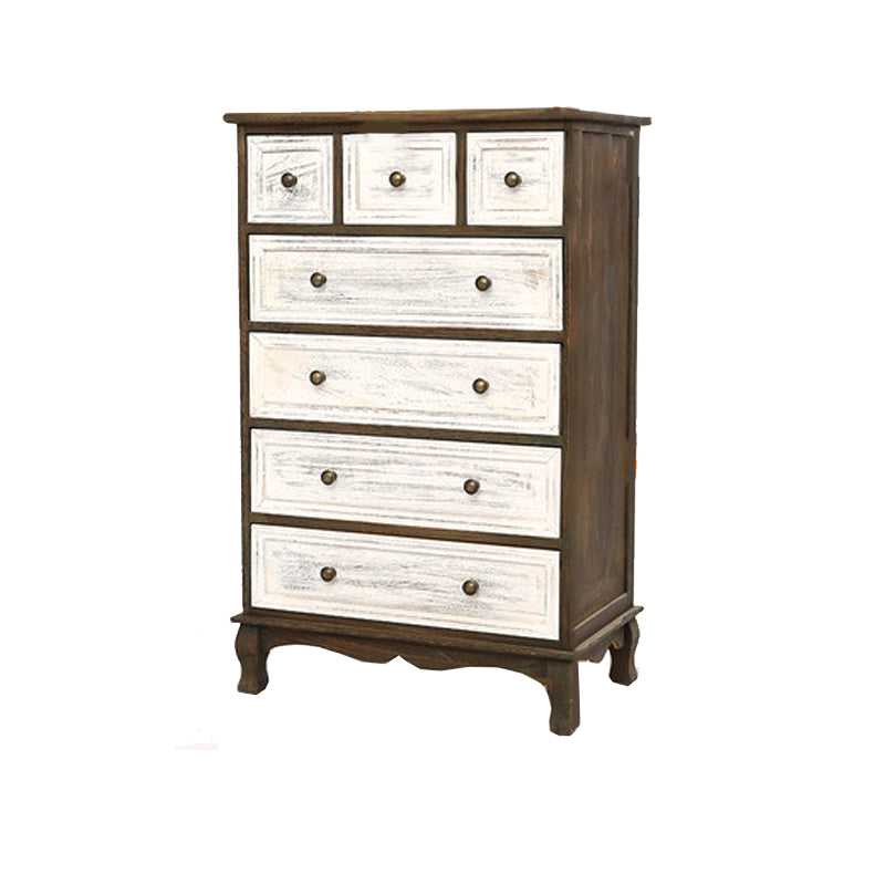 Traditional Style Storage Chest Bedroom Solid Wood Storage Chest Dresser with Drawers 23.6"L x 13.8"W x 37.4"H White-Brown Clearhalo 'Bedroom Furniture' 'Dressers & Chests' 'dressers_chests' 'furn' 'furn_dressers_chests' 'Furniture' 5428825
