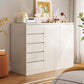 Multi Drawers Dresser White and Brown Wooden Storage Chest for Bedside