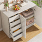 Multi Drawers Dresser White and Brown Wooden Storage Chest for Bedside