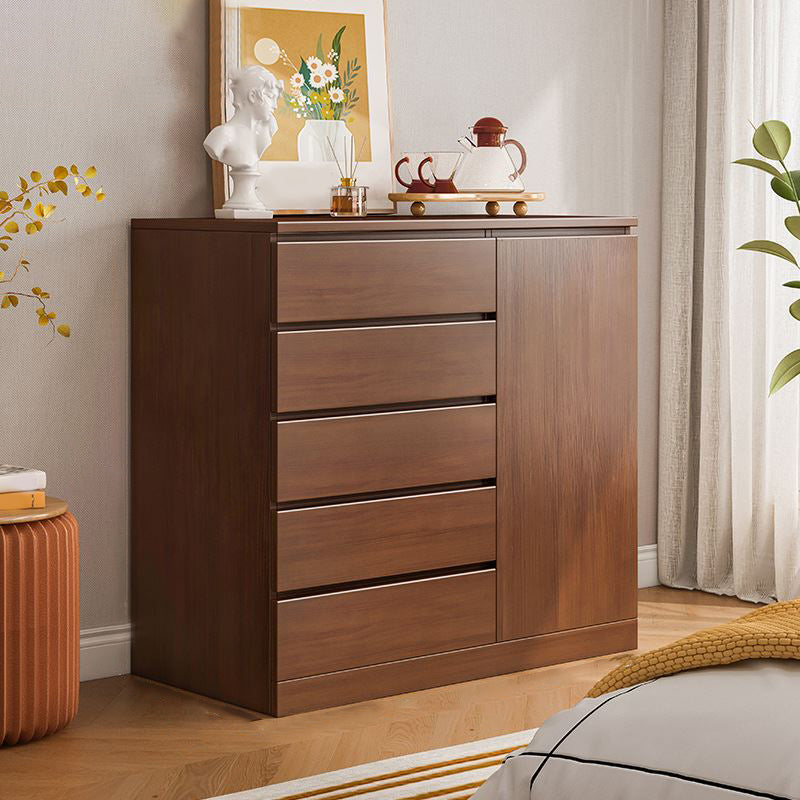 Commode multi-tiroirs coffre de rangement en bois blanc et marron pour le chevet