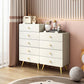 Commode de chambre blanche et rose, coffre de rangement en bois de style moderne avec plusieurs tiroirs
