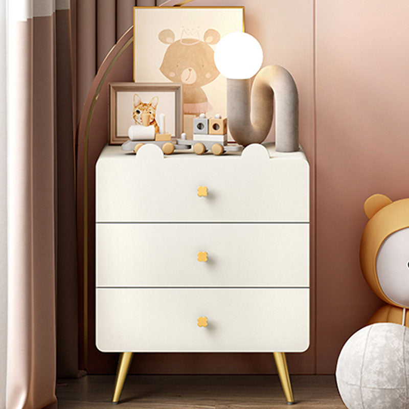 Commode de chambre blanche et rose, coffre de rangement en bois de style moderne avec plusieurs tiroirs