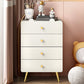 Commode de chambre blanche et rose, coffre de rangement en bois de style moderne avec plusieurs tiroirs