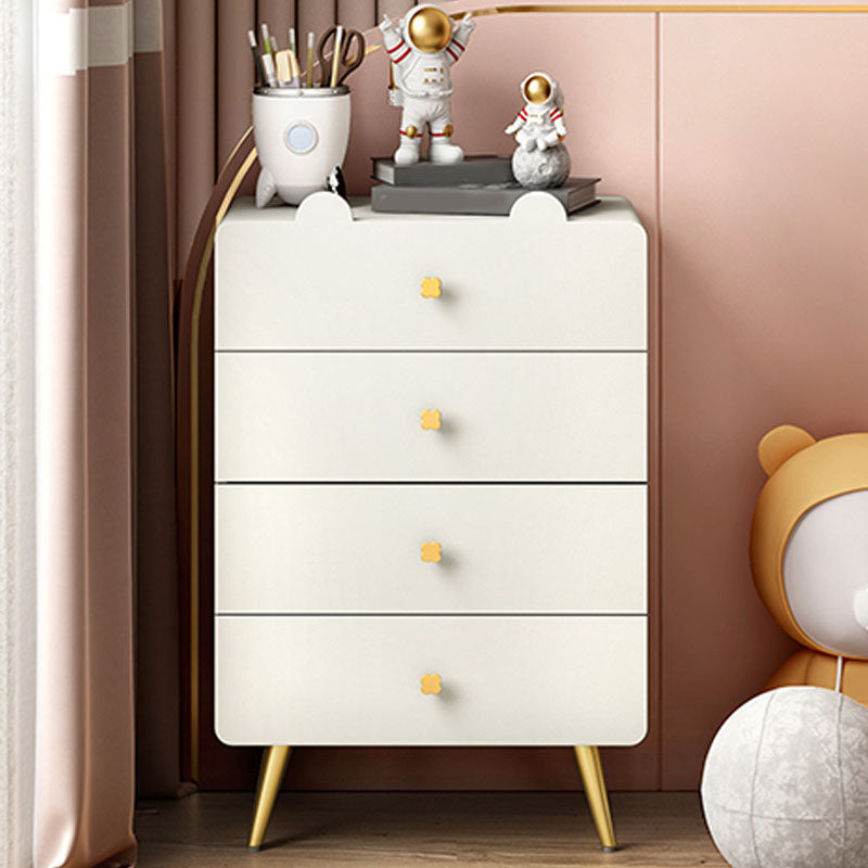 Commode de chambre blanche et rose, coffre de rangement en bois de style moderne avec plusieurs tiroirs