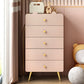 Commode de chambre blanche et rose, coffre de rangement en bois de style moderne avec plusieurs tiroirs
