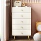 Commode de chambre blanche et rose, coffre de rangement en bois de style moderne avec plusieurs tiroirs