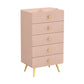 Commode de chambre blanche et rose, coffre de rangement en bois de style moderne avec plusieurs tiroirs