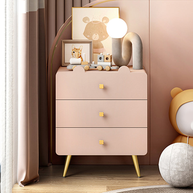 Commode de chambre blanche et rose, coffre de rangement en bois de style moderne avec plusieurs tiroirs