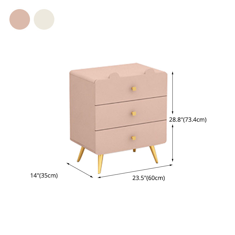 Commode de chambre blanche et rose, coffre de rangement en bois de style moderne avec plusieurs tiroirs