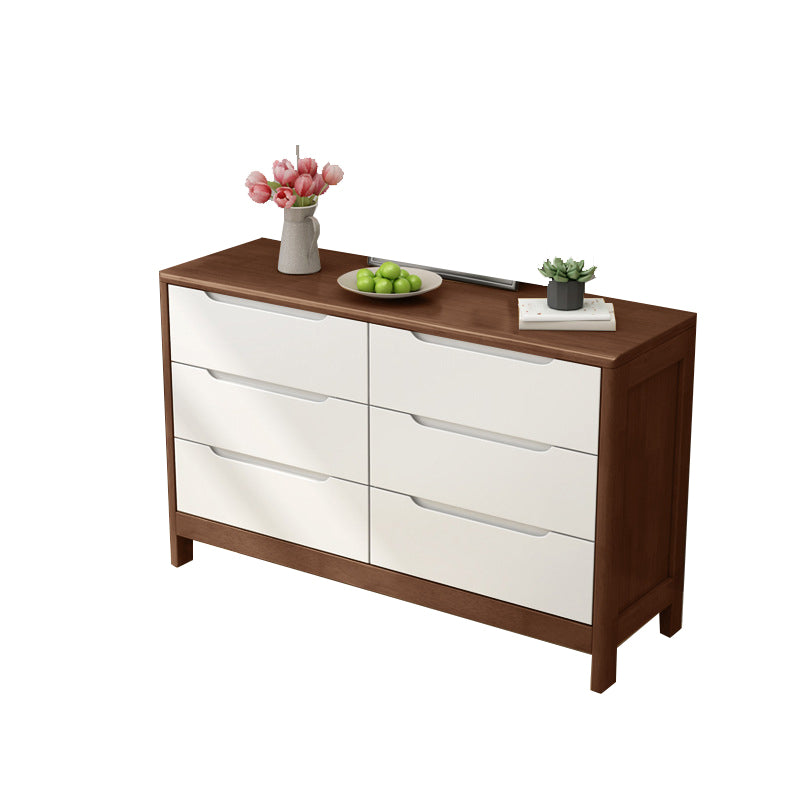 Bedroom Dresser Modern Style Rubber Wood Storage Chest with Multi Drawers White-Brown 6 Clearhalo 'Bedroom Furniture' 'Dressers & Chests' 'dressers_chests' 'furn' 'furn_dressers_chests' 'Furniture' 5429020