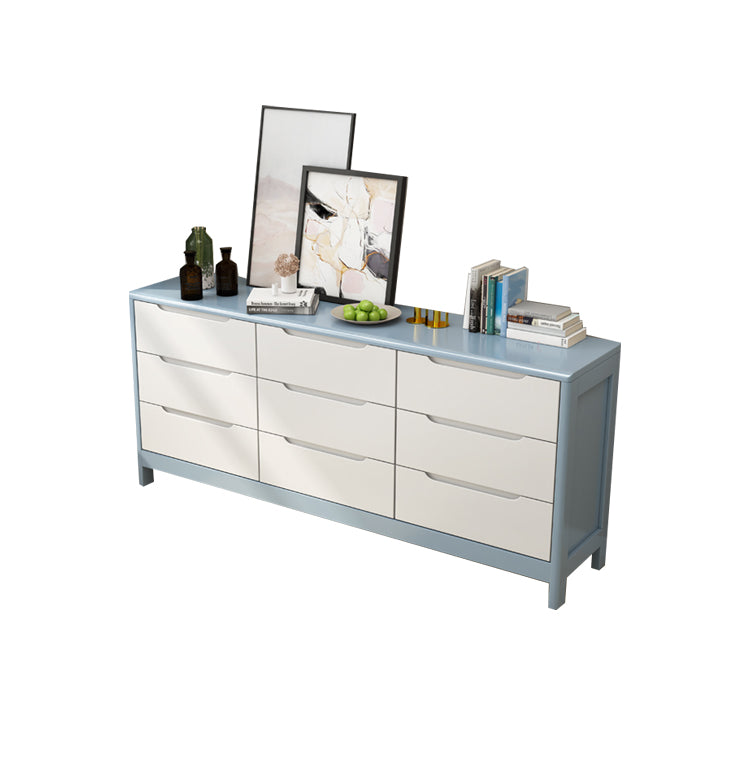 Bedroom Dresser Modern Style Rubber Wood Storage Chest with Multi Drawers Blue 9 Clearhalo 'Bedroom Furniture' 'Dressers & Chests' 'dressers_chests' 'furn' 'furn_dressers_chests' 'Furniture' 5429024
