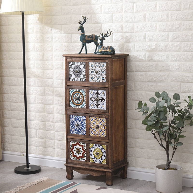 Schlafzimmer Kommode Traditioneller Stil Massivholz Aufbewahrungstruhe mit mehreren Schubladen