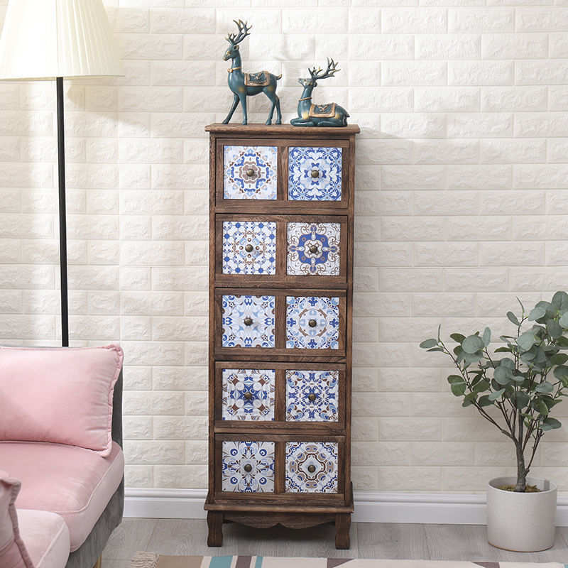 Commode de chambre à coucher poitrine de rangement en bois massif de style traditionnel avec tiroirs multiples
