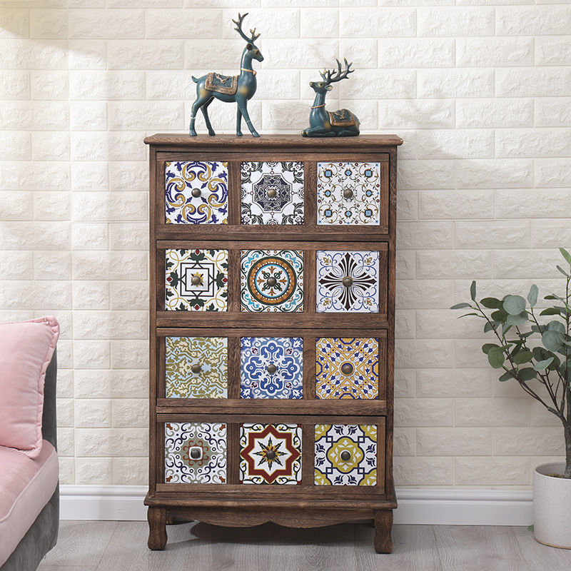 Commode de chambre à coucher poitrine de rangement en bois massif de style traditionnel avec tiroirs multiples