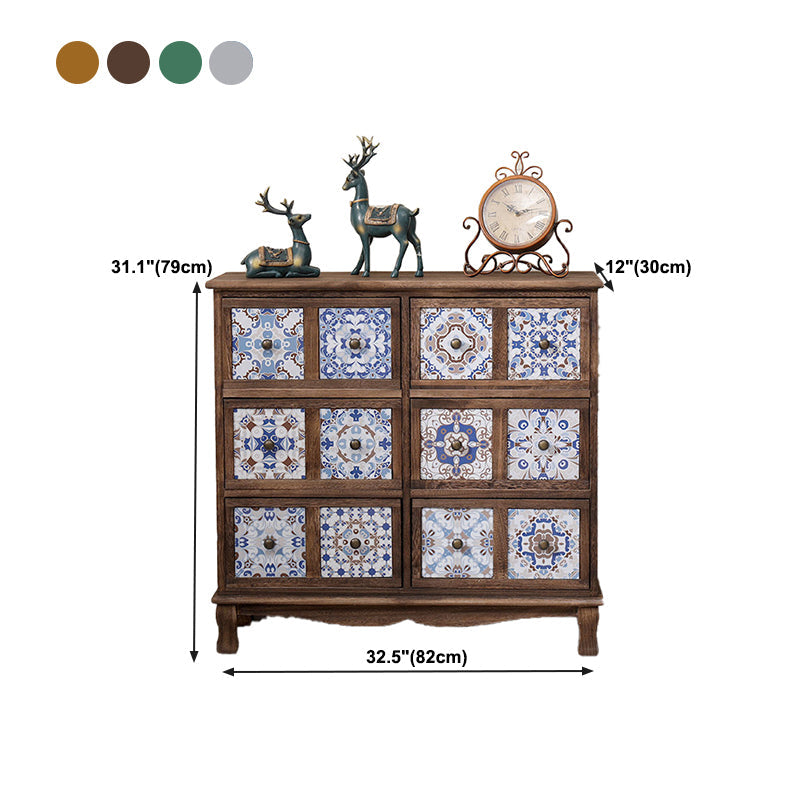 Commode de chambre à coucher poitrine de rangement en bois massif de style traditionnel avec tiroirs multiples