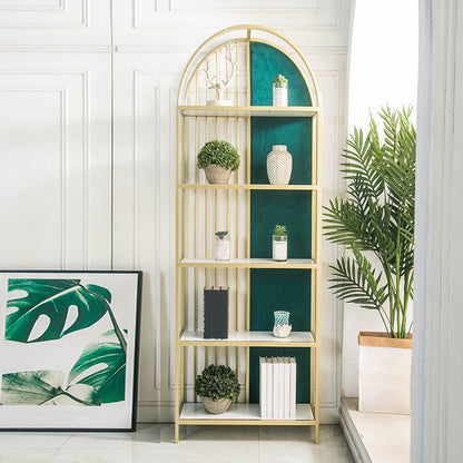 Metal Modern Style Bookcase Gold Frame Bookshelf for Home Office Use