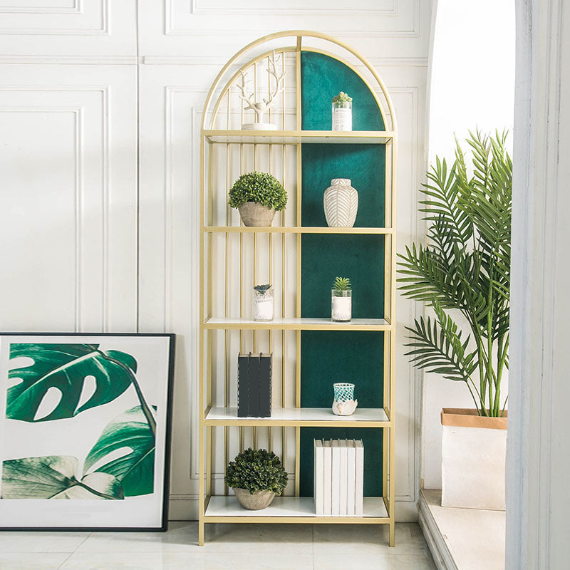 Metal Modern Style Bookcase Gold Frame Bookshelf for Home Office Use