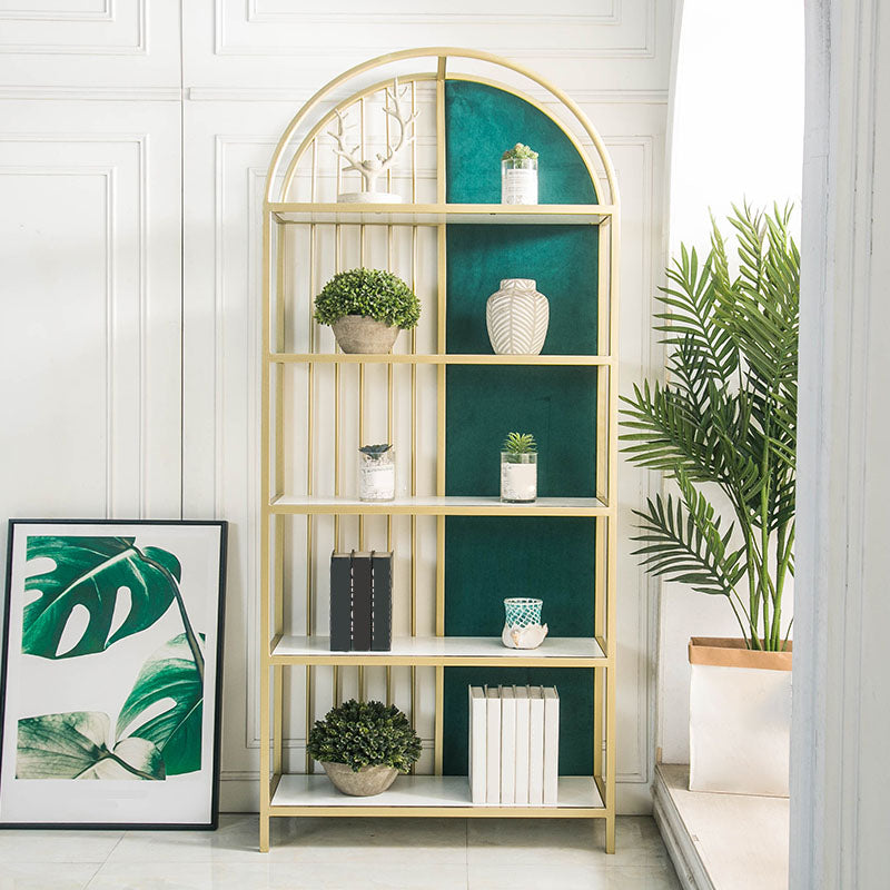 Metal Modern Style Bookcase Gold Frame Bookshelf for Home Office Use