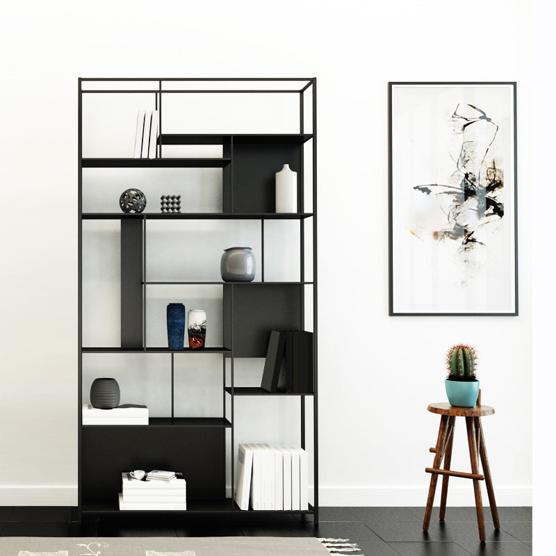 Industrial Open Rectangle Storage Bookshelf Home Office Etagere Bookcase Black Clearhalo 'Bookcases' 'furn' 'furn_bookcases' 'Furniture' 'Office Furniture' 5429291