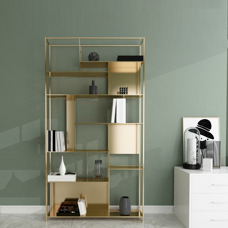 Industrial Open Rectangle Storage Bookshelf Home Office Etagere Bookcase Gold Clearhalo 'Bookcases' 'furn' 'furn_bookcases' 'Furniture' 'Office Furniture' 5429292