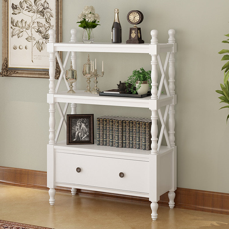 Nordic Wooden Open Back Bookshelf Etagere Bookshelf with Drawers 27.6"L x 14.2"W x 51.9"H White Clearhalo 'Bookcases' 'furn' 'furn_bookcases' 'Furniture' 'Office Furniture' 5429591