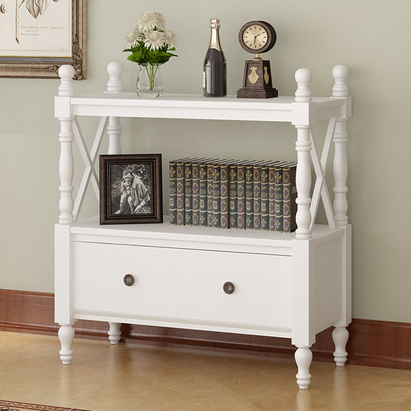 Nordic Wooden Open Back Bookshelf Etagere Bookshelf with Drawers 31.5"L x 14.2"W x 37.4"H White Clearhalo 'Bookcases' 'furn' 'furn_bookcases' 'Furniture' 'Office Furniture' 5429596