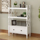 Nordic Wooden Open Back Bookshelf Etagere Bookshelf with Drawers 31.5"L x 14.2"W x 51.9"H White Clearhalo 'Bookcases' 'furn' 'furn_bookcases' 'Furniture' 'Office Furniture' 5429599