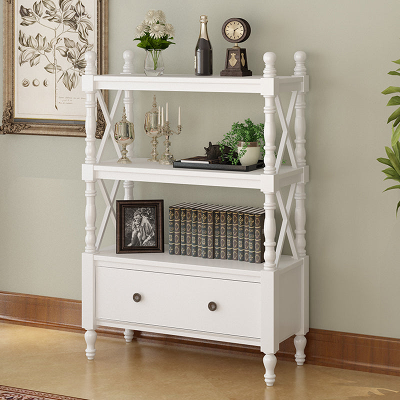 Nordic Wooden Open Back Bookshelf Etagere Bookshelf with Drawers 31.5"L x 14.2"W x 51.9"H White Clearhalo 'Bookcases' 'furn' 'furn_bookcases' 'Furniture' 'Office Furniture' 5429599