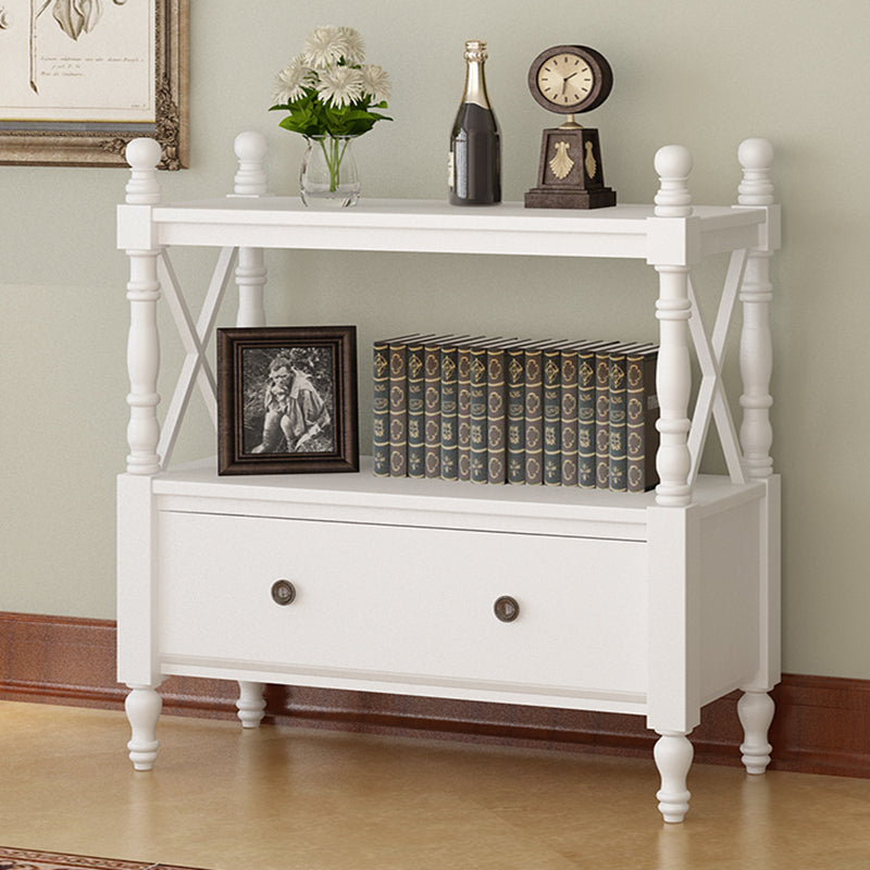 Nordic Wooden Open Back Bookshelf Etagere Bookshelf with Drawers 35.4"L x 14.2"W x 37.4"H White Clearhalo 'Bookcases' 'furn' 'furn_bookcases' 'Furniture' 'Office Furniture' 5429602