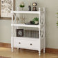 Nordic Wooden Open Back Bookshelf Etagere Bookshelf with Drawers 35.4"L x 14.2"W x 51.9"H White Clearhalo 'Bookcases' 'furn' 'furn_bookcases' 'Furniture' 'Office Furniture' 5429603