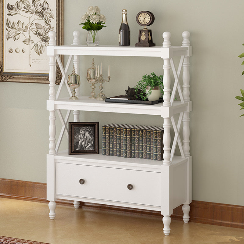 Nordic Wooden Open Back Bookshelf Etagere Bookshelf with Drawers 35.4"L x 14.2"W x 51.9"H White Clearhalo 'Bookcases' 'furn' 'furn_bookcases' 'Furniture' 'Office Furniture' 5429603